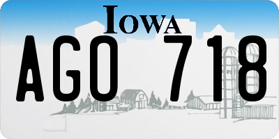 IA license plate AGO718