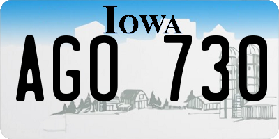 IA license plate AGO730