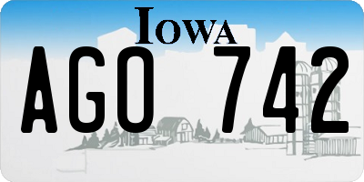 IA license plate AGO742