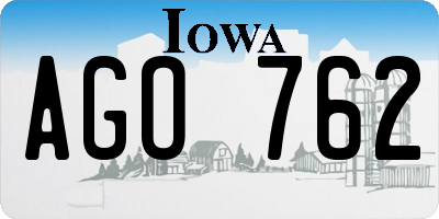 IA license plate AGO762