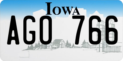 IA license plate AGO766