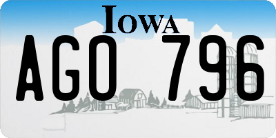 IA license plate AGO796