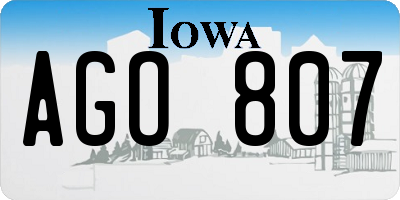 IA license plate AGO807