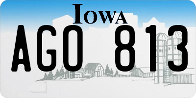 IA license plate AGO813