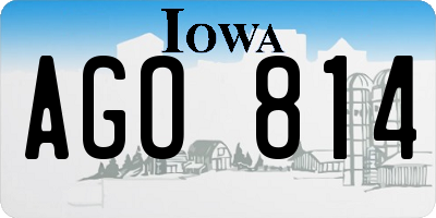 IA license plate AGO814