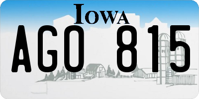 IA license plate AGO815