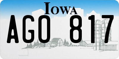IA license plate AGO817