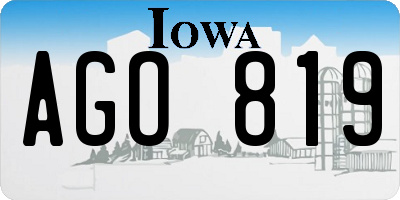 IA license plate AGO819