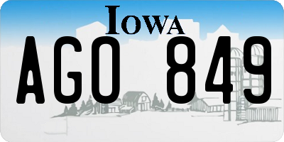 IA license plate AGO849