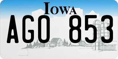 IA license plate AGO853