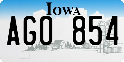 IA license plate AGO854