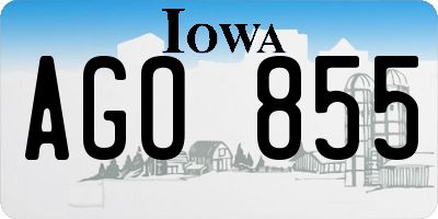 IA license plate AGO855