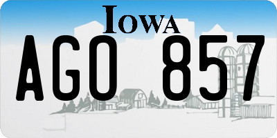 IA license plate AGO857