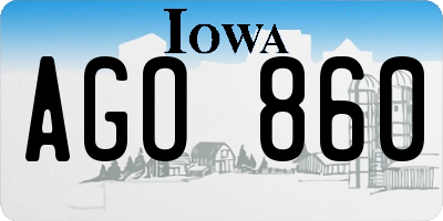 IA license plate AGO860