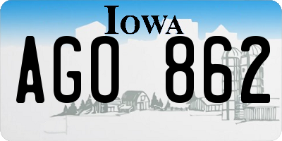 IA license plate AGO862