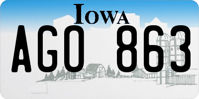 IA license plate AGO863