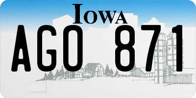 IA license plate AGO871