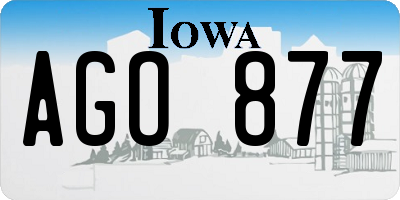 IA license plate AGO877