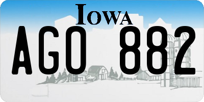 IA license plate AGO882