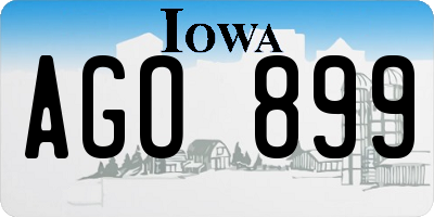 IA license plate AGO899