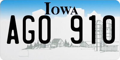 IA license plate AGO910
