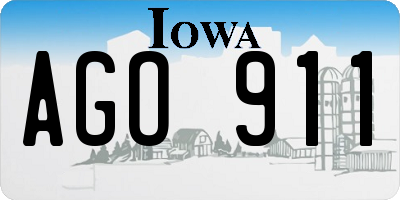 IA license plate AGO911