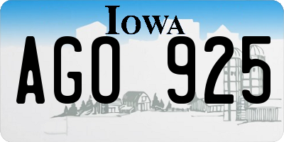 IA license plate AGO925