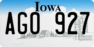 IA license plate AGO927