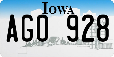 IA license plate AGO928