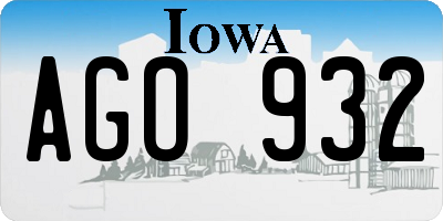 IA license plate AGO932