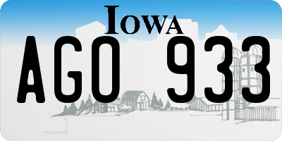 IA license plate AGO933