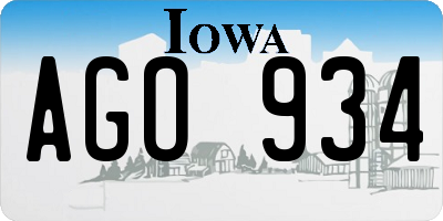 IA license plate AGO934