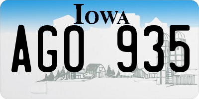 IA license plate AGO935