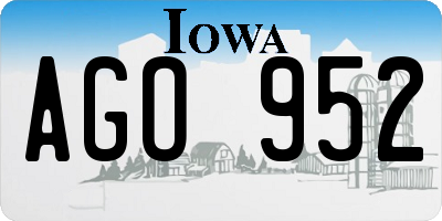 IA license plate AGO952