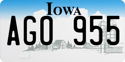IA license plate AGO955