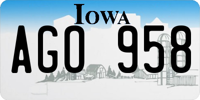 IA license plate AGO958