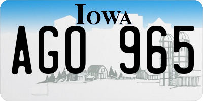 IA license plate AGO965