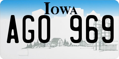 IA license plate AGO969