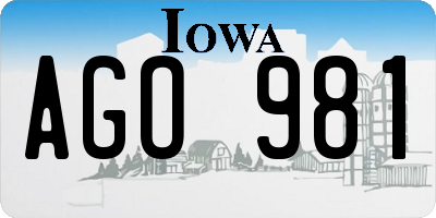 IA license plate AGO981
