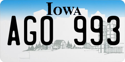 IA license plate AGO993