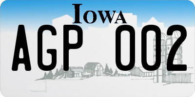 IA license plate AGP002