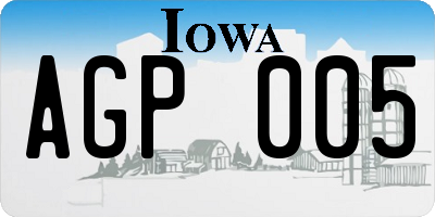 IA license plate AGP005