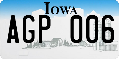 IA license plate AGP006