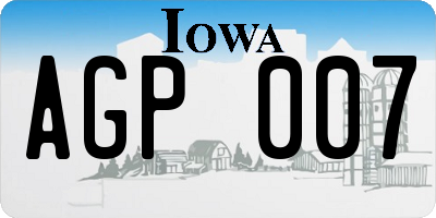 IA license plate AGP007