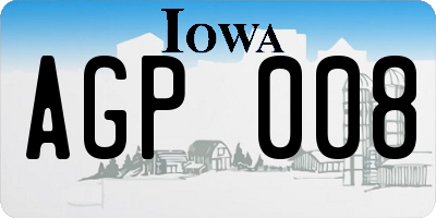 IA license plate AGP008