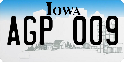 IA license plate AGP009