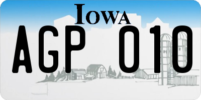 IA license plate AGP010