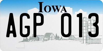 IA license plate AGP013