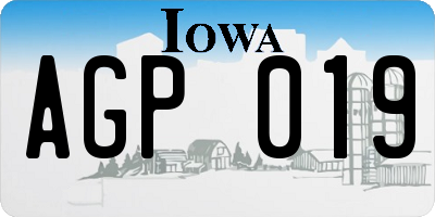 IA license plate AGP019