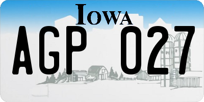 IA license plate AGP027